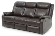 Contemporary three-seater reclining sofa by Glory Furniture, featuring plush cushions and modern design in a living room setting.