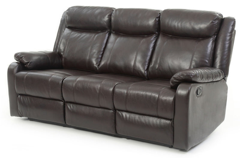 Contemporary three-seater reclining sofa by Glory Furniture, featuring plush cushions and modern design in a living room setting.