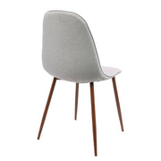 Set of two Lumi Source Pebble Mid Century Modern dining chairs with rounded backrests and wooden legs.