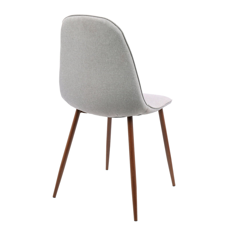 Set of two Lumi Source Pebble Mid Century Modern dining chairs with rounded backrests and wooden legs.