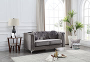 Stylish sloped arm loveseat by Glory Furniture, stationary design with plush cushions and modern fabric for cozy seating.