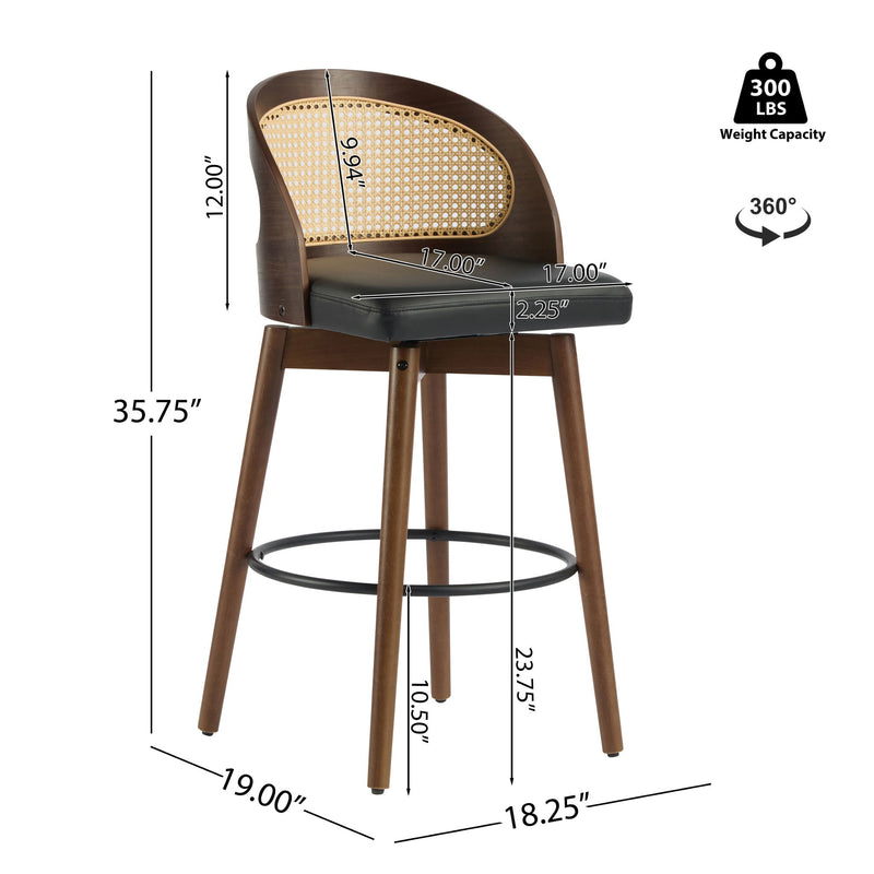 Pair of Noble House Como indoor wood barstools with sleek design and natural wood finish, shown as a set of two.