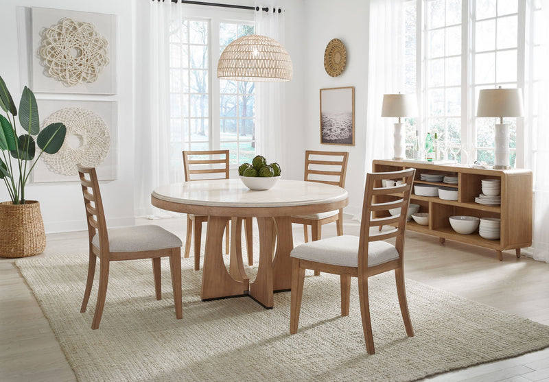 Escape - Dining Ladder Back Dining Chair (Set of 2) - Glazed Natural Oak / Mirage Mist
