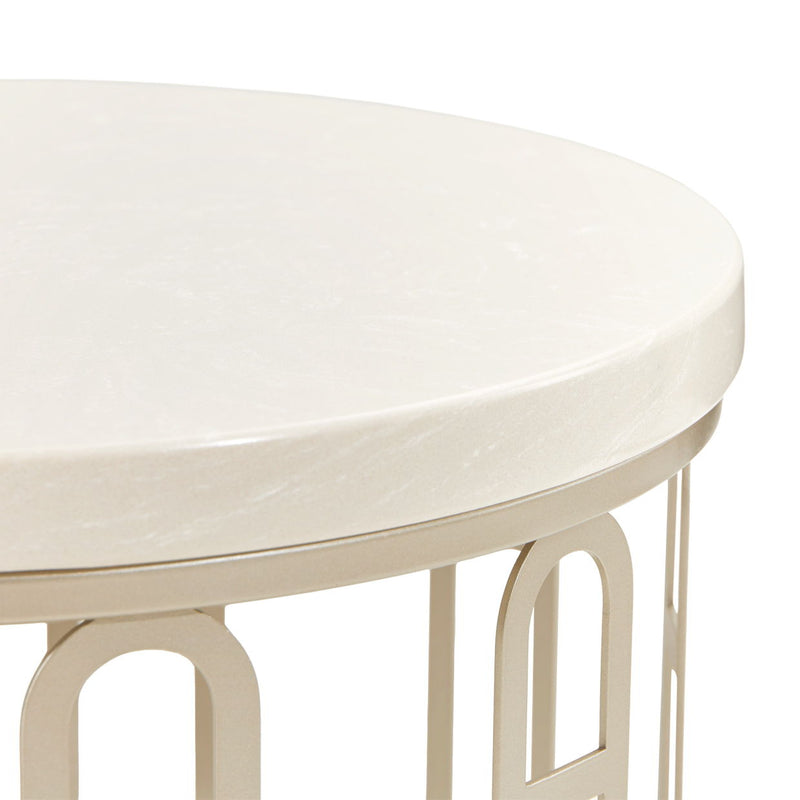 La Marisia - Marble Chairside Table - Creamy Pearl / Champagne - R&R Furniture Gallery (Fountain Valley, CA)