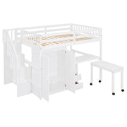 Loft Bed With Stairs, Bookshelf, Drawers, Desk & Wardrobe, Space Saving Multifunctional Furniture - R&R Furniture Gallery (Fountain Valley, CA)