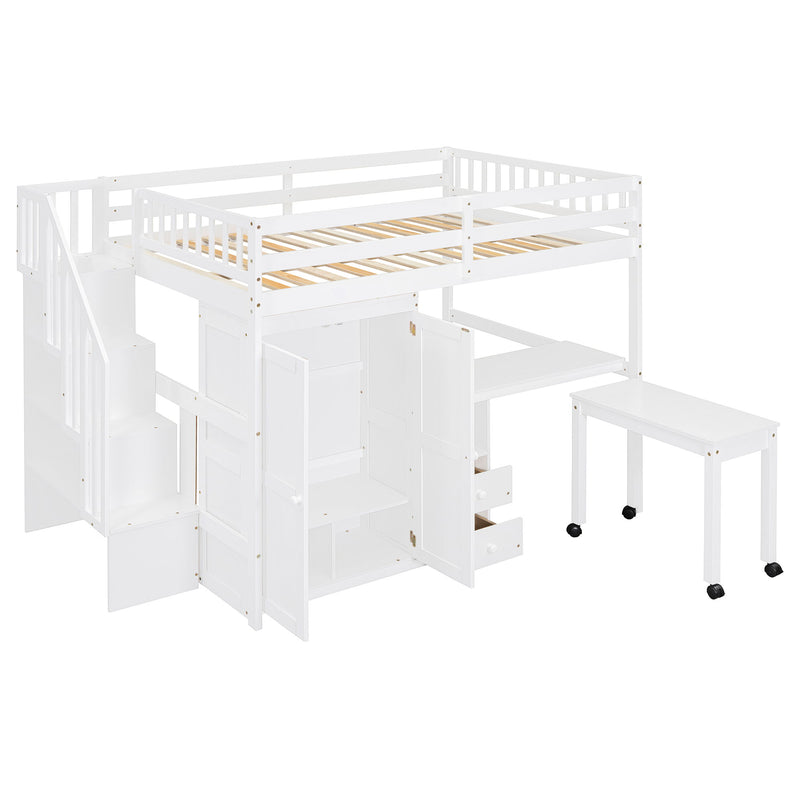 Loft Bed With Stairs, Bookshelf, Drawers, Desk & Wardrobe, Space Saving Multifunctional Furniture - R&R Furniture Gallery (Fountain Valley, CA)