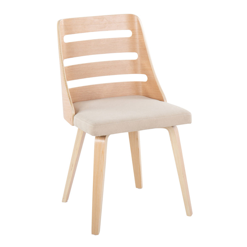 Lumi Source Trevi mid-century modern dining side chair with wooden legs and upholstered seat, stylish and comfortable for dining rooms.