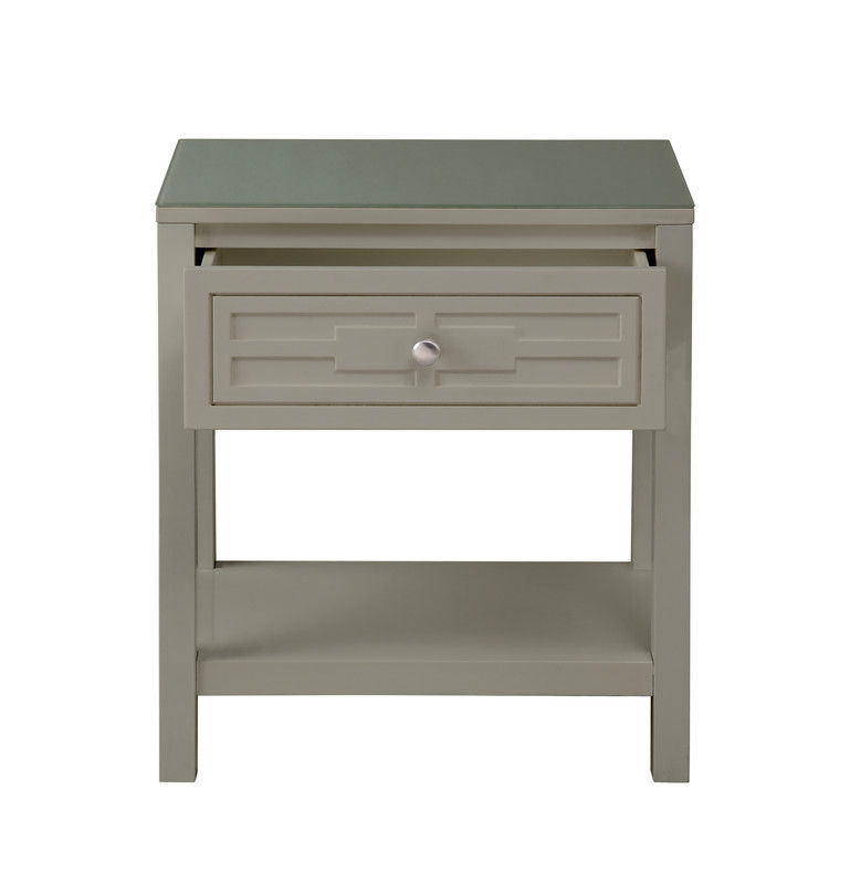 Dylan - Wooden End Side Table Nightstand With Glass Top And Drawer - R&R Furniture Gallery (Fountain Valley, CA)