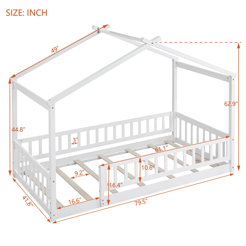 Bed House Bed Frame With Fence - R&R Furniture Gallery (Fountain Valley, CA)