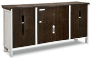 Havalance - Extra Large TV Stand - 4 Doors - Brown / Beige - R&R Furniture Gallery (Fountain Valley, CA)