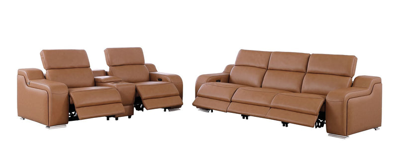 1116 - 6-Piece Modular Power Reclining Sofa And Console Loveseat Set In With 5 Power Recliners & Power Headrests