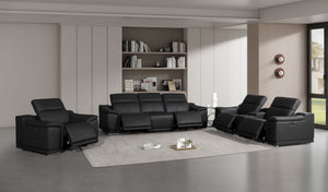 2679 - Power Reclining Sofa, Console Loveseat & Chair Set In Genuine Leather (6 Recliners)