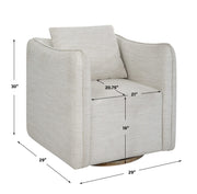 Uttermost Corben silver swivel armchair with modern design, featuring a rounded shape and plush upholstery.