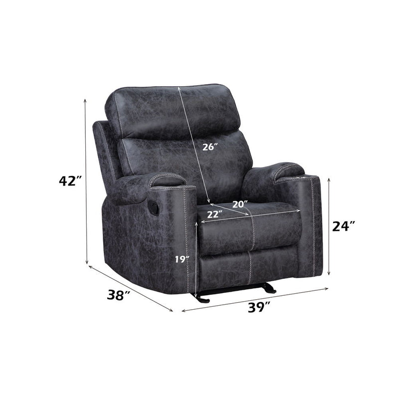 Hirah - Motion Glider Recliner - Dark Gray Polish Microfiber - R&R Furniture Gallery (Fountain Valley, CA)