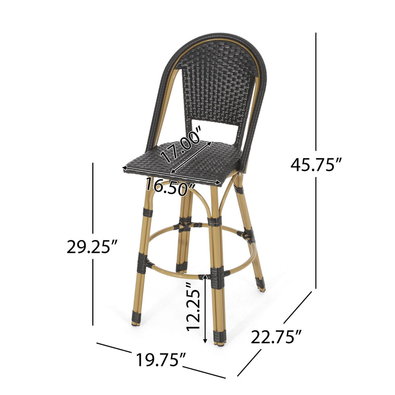 Outdoor Rattan And Aluminum French Barstools (Set of 2) - R&R Furniture Gallery (Fountain Valley, CA)