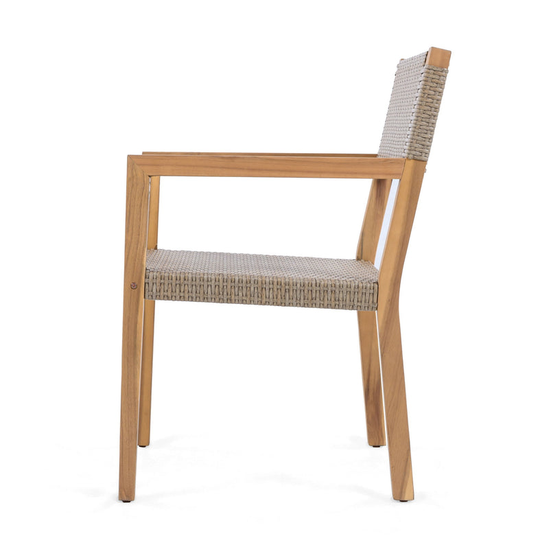Outdoor Dining Chairs For Patios, Gardens (Set of 2) - Light Brown Multi / Light Teak - R&R Furniture Gallery (Fountain Valley, CA)