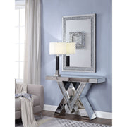 Noralie - Console Table, "V" Shape Pedestal - Mirrored & Faux Diamonds - R&R Furniture Gallery (Fountain Valley, CA)
