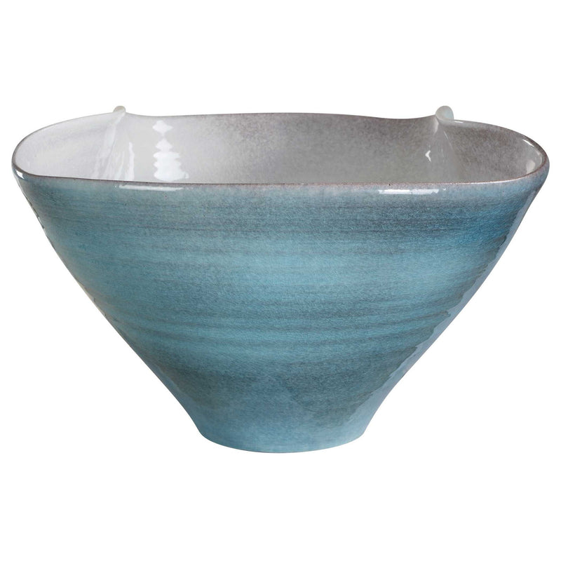Blue Crest ceramic bowl by Uttermost featuring a smooth blue glaze and round shape, ideal for serving or decorative purposes.