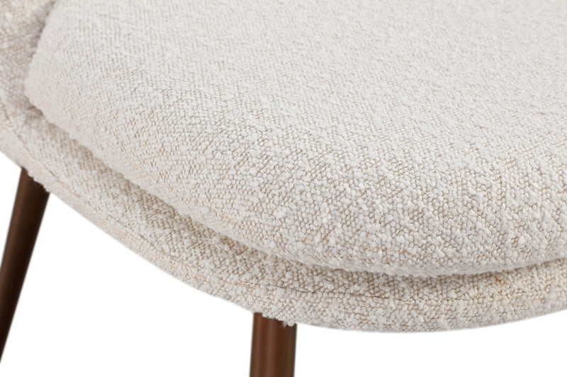 Wyatt Upholstered Dining Chair in Ricotta Boucle and Bronze Metal