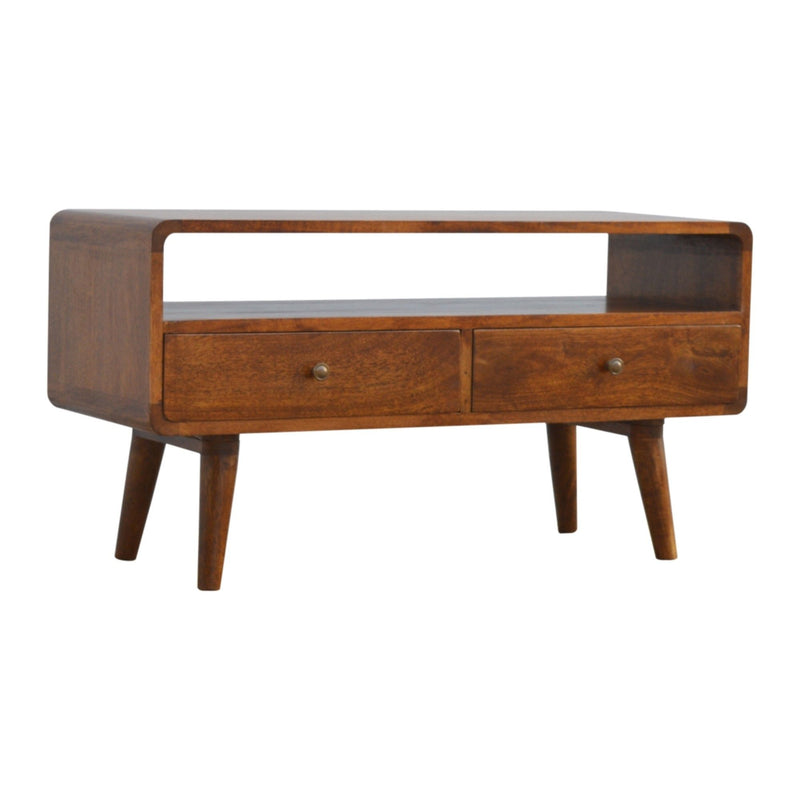 Solid Wood Curved Media Unit - R&R Furniture Gallery (Fountain Valley, CA)