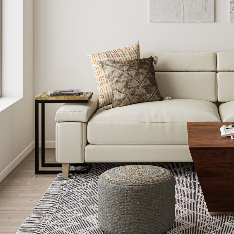 Natural wood Davisville C side table by Simpli-Home, featuring a sleek chair side design with a smooth finish.