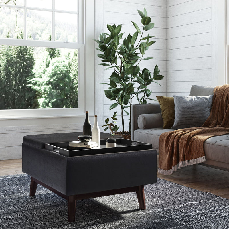 Owen - Tray Top Small Coffee Table Upholstered Storage Ottoman - R&R Furniture Gallery (Fountain Valley, CA)