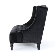 Noble House upholstered loveseat with wingback design, diamond tufting, and plush seating in a stationary style.