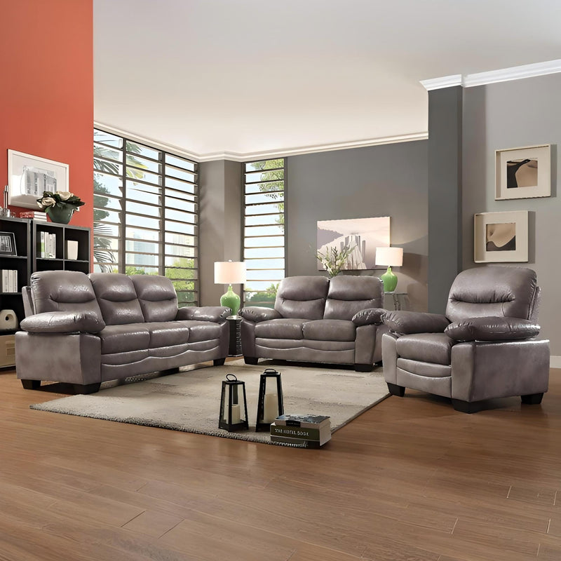 Glory Furniture Marta stationary loveseat with plush fabric upholstery and cushioned armrests, ideal for cozy living room seating.