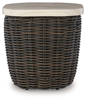 Kimora - Square End Table - Beige / Dark Brown - R&R Furniture Gallery (Fountain Valley, CA)