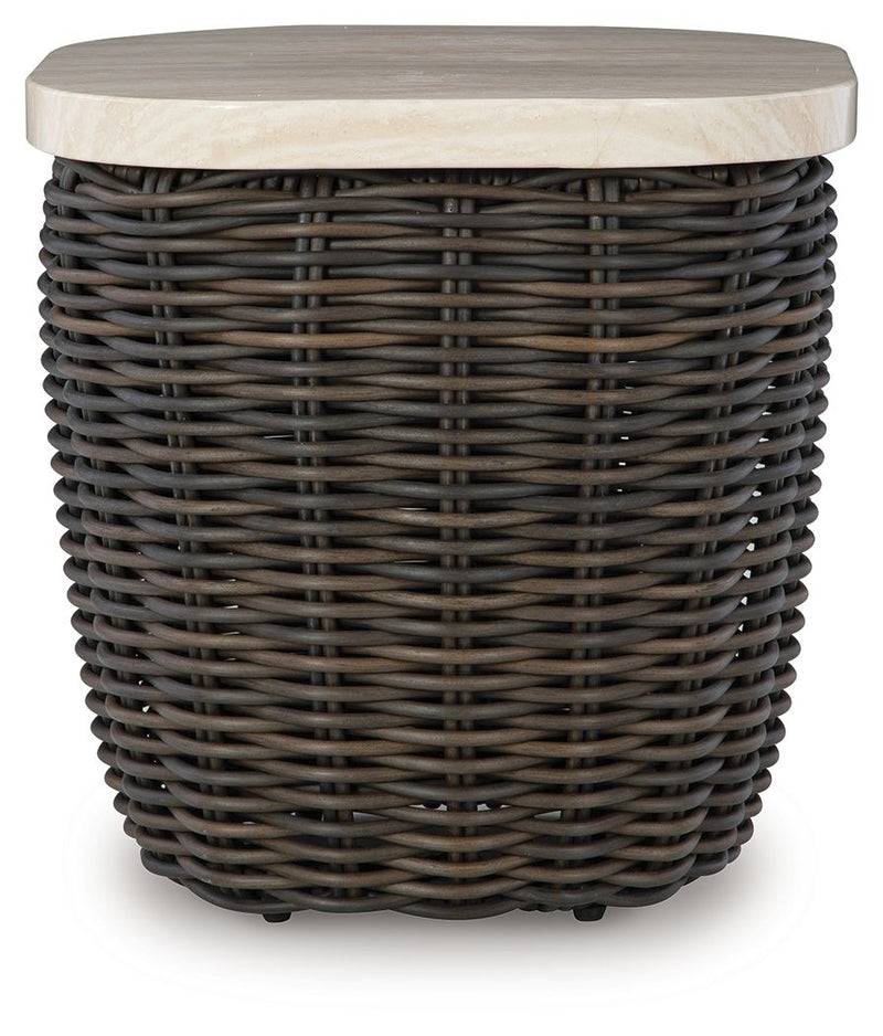 Kimora - Square End Table - Beige / Dark Brown - R&R Furniture Gallery (Fountain Valley, CA)