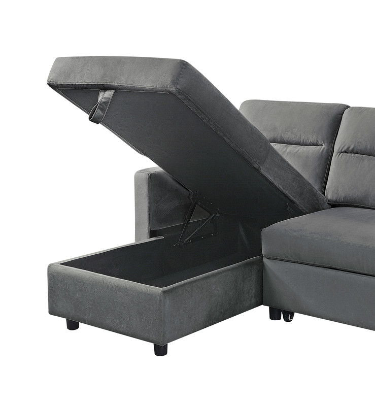 Ivy - Reversible Sleeper Sectional Sofa With Storage Chaise And Side Pocket - R&R Furniture Gallery (Fountain Valley, CA)
