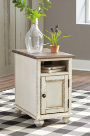 Realyn - Chair Side End Table - AC / USB - White / Brown - R&R Furniture Gallery (Fountain Valley, CA)