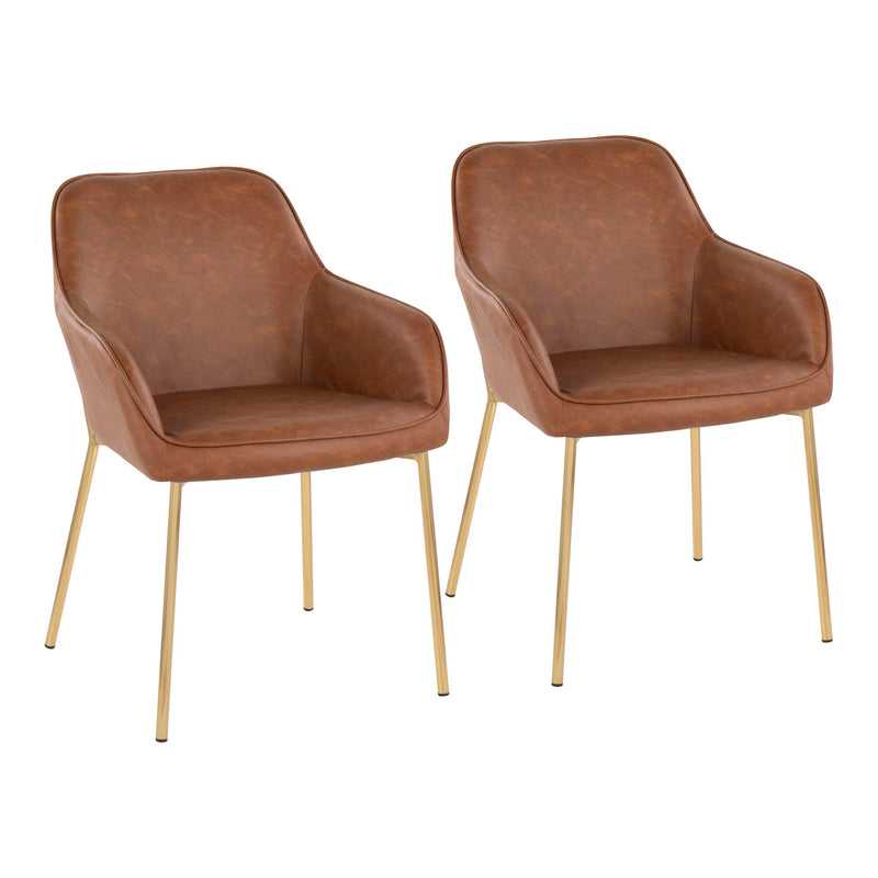 Pair of Lumi Source Daniella contemporary dining chairs with sleek design and wooden legs, set of two for modern dining rooms.