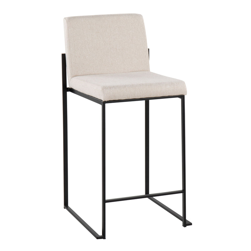 Lumi Source Fuji contemporary modern high back counter stool with sleek design and wooden legs, ideal for kitchen or bar areas.