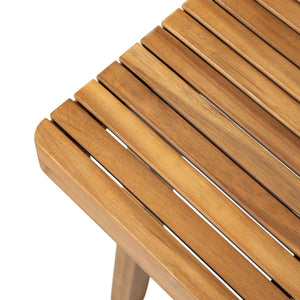 Outdoor Dining Table With Slatted Top, Ideal For Patio - Natural