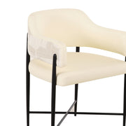 Sezanne - Vegan Leather And 2-Tone Jacquard Dining Chair - Cream - R&R Furniture Gallery (Fountain Valley, CA)