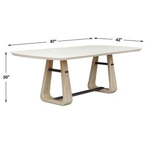 Circa - Concrete Outdoor Dining Table - White / Woodtone