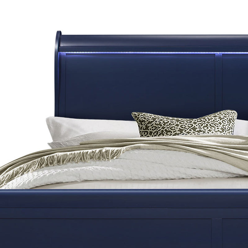 Charlston - Modern Sleigh Design Bed With LED - R&R Furniture Gallery (Fountain Valley, CA)