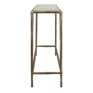 Minerva - Marble Top Console Table - Brass / Gray / White
