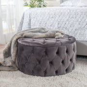 Noble House modern glam upholstered ottoman with sleek design and plush fabric, ideal for stylish living room decor.