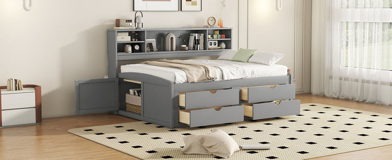 Daybed With 2 Bedside Cabinets, Upper Shelves And 4 Drawers - R&R Furniture Gallery (Fountain Valley, CA)