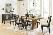 Rectangular dining room set by Signature Design Ashley with 8 pieces, including table and matching chairs in a modern style.