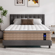 14" King Mattress Hotel Collection Hybrid Mattress With Gel Memory Foam & Pocket Springs - Brown / White - R&R Furniture Gallery (Fountain Valley, CA)