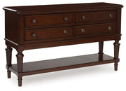 Lavinton - 8 Pc. - Dining Room Extension Table, 6 Side Chairs, Server - Brown - R&R Furniture Gallery (Fountain Valley, CA)