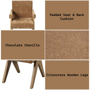Zoey - Arm Chair (Set of 2) - Chocolate Chenille & Oak - R&R Furniture Gallery (Fountain Valley, CA)