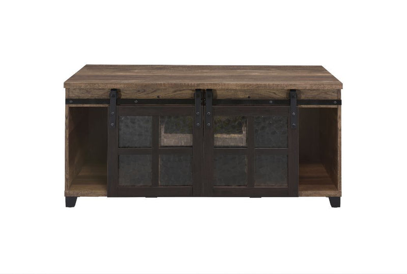 Nineel - Coffee Table - Obscure Glass, Rustic Oak & Black - R&R Furniture Gallery (Fountain Valley, CA)