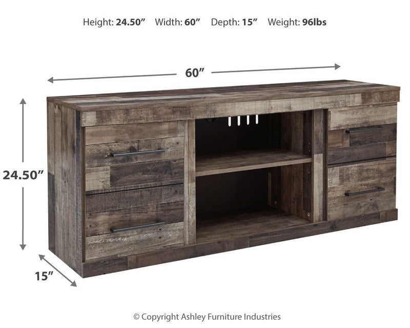 Derekson - LG TV Stand w/Fireplace Option - Multi Gray - R&R Furniture Gallery (Fountain Valley, CA)