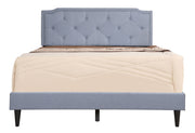 Button tufted upholstered bed by Glory Furniture with cozy, plush fabric and elegant tufted headboard for comfortable sleeping space.