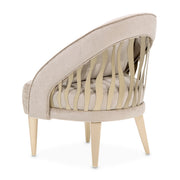 Michael Amini La Rachelle Flame Chair, elegant accent chair with a fiery orange and red upholstery and ornate wooden legs.