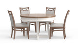 Americana Modern Dining - Round Extendable Dining Table And 4 Upholstered Chairs - Cotton - R&R Furniture Gallery (Fountain Valley, CA)